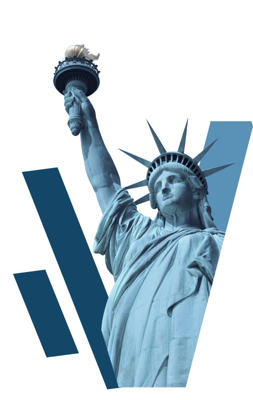 Statue of Liberty with U.S. flag — Regatta Consult Inc. immigration legal services